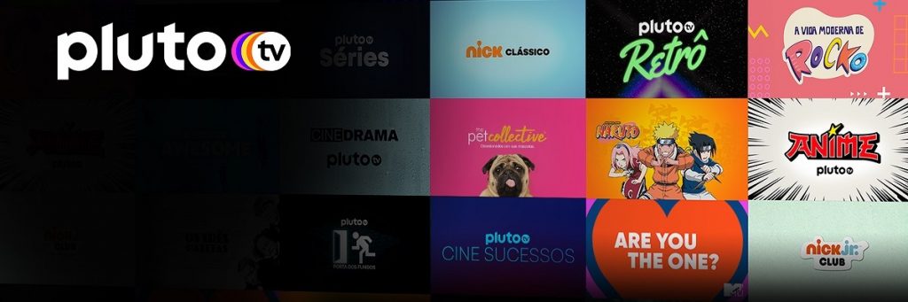 Pluto TV tela de entrada com Naruto